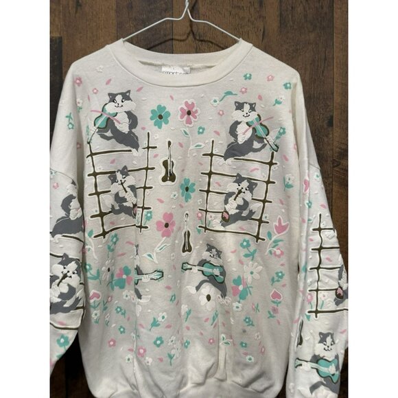 Vintage Smartset Cat Crewneck Musical Small - Picture 3 of 7